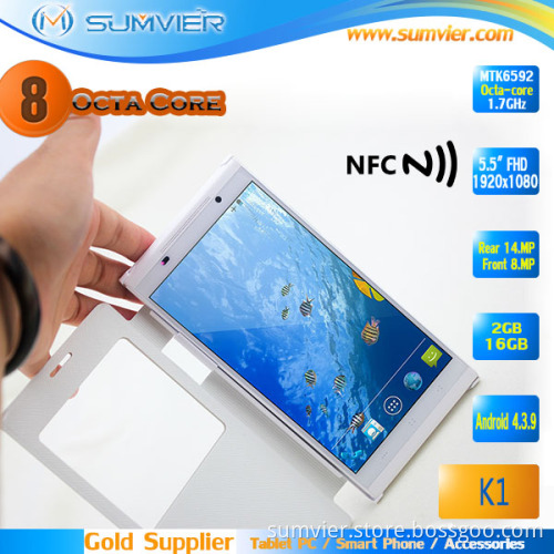 Mtk6592 5.5inch Cell Phone with 1g+16g Android 4.4 Octal Core